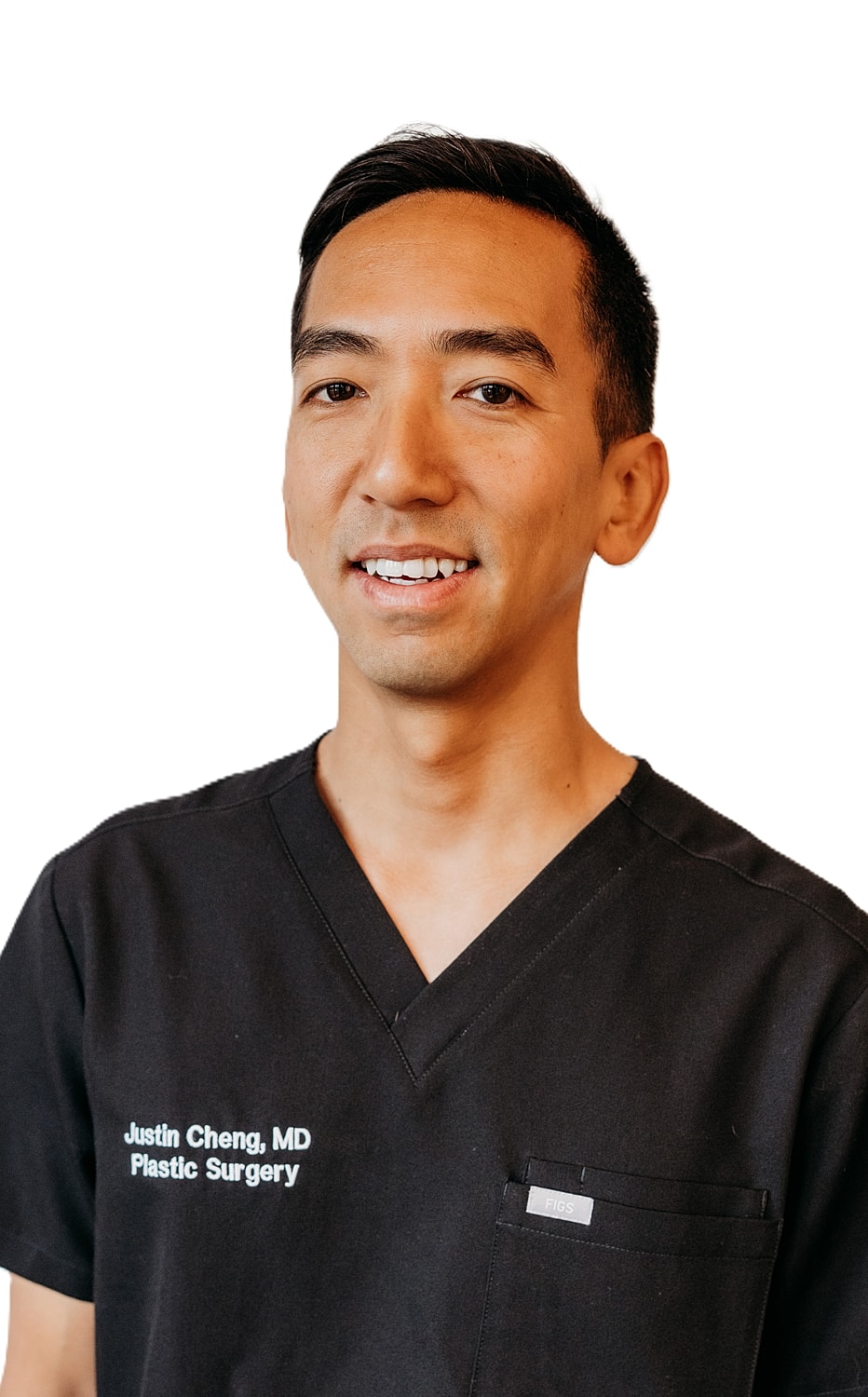 Smiling man in a suit against white background.